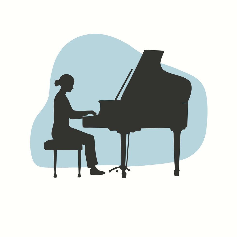 A woman is playing the piano on a white background vector