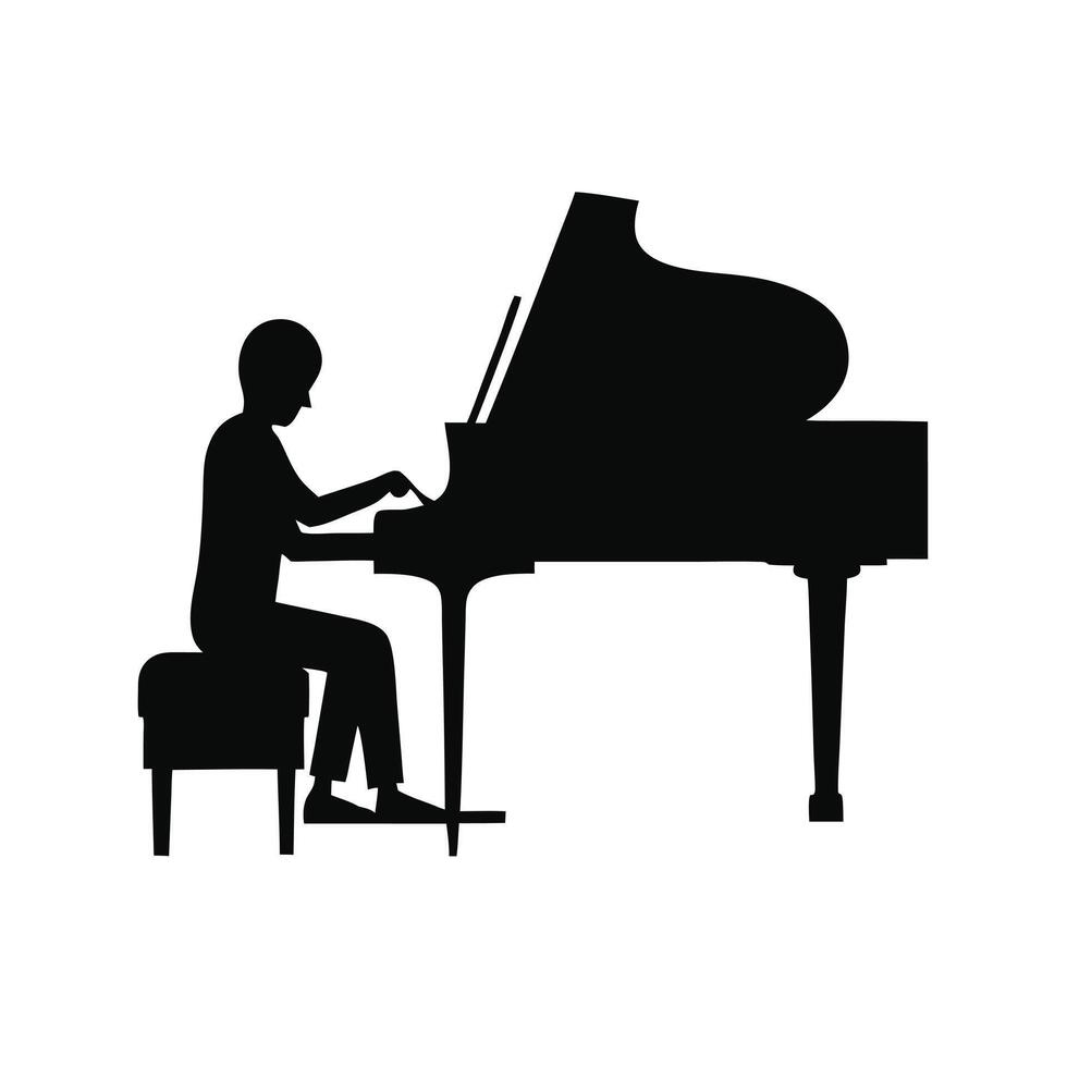 Silhouette of a man playing the piano vector