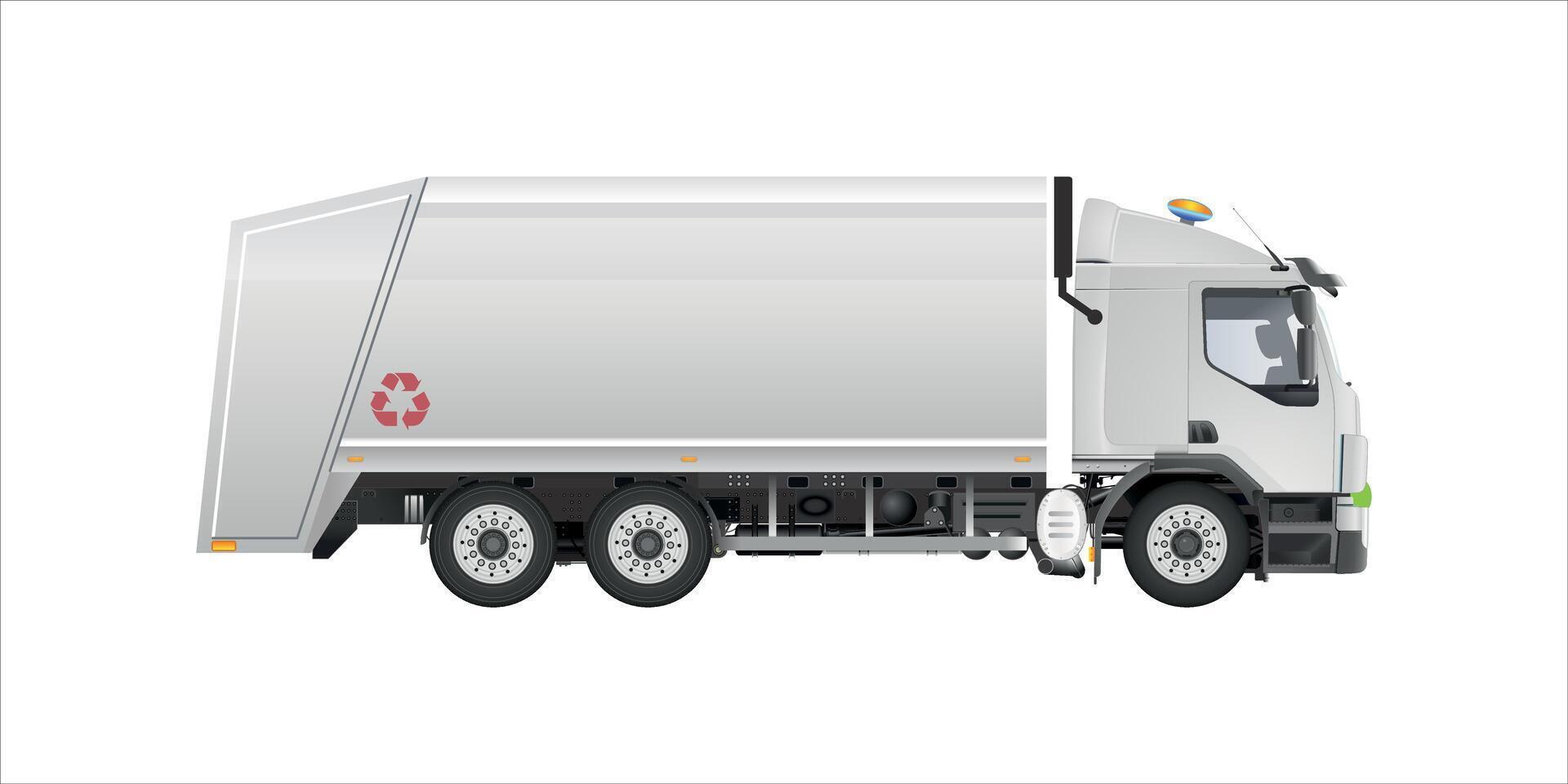 Garbage trucks cleaning and recycling service illustration vector