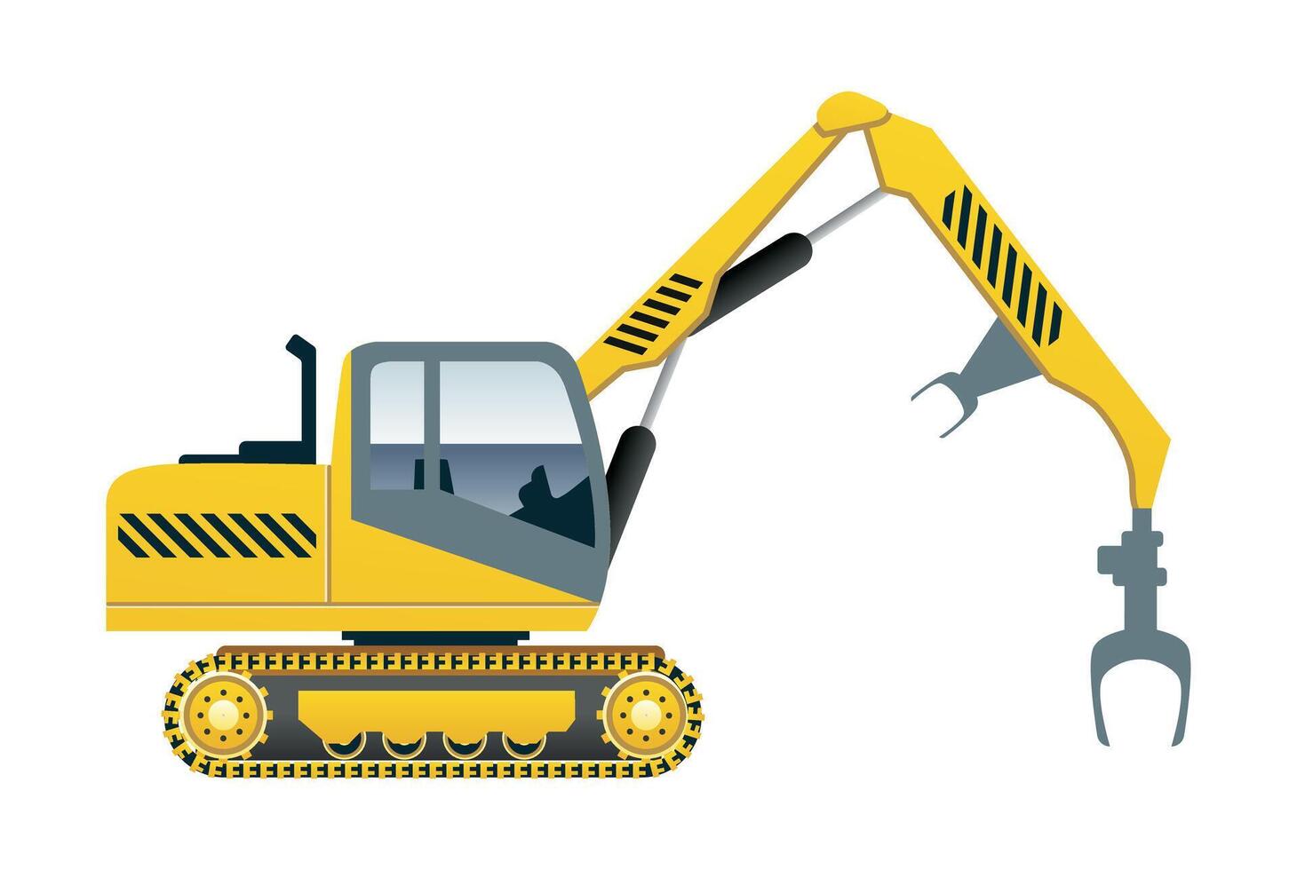 heavy equipment excavator clamp electronic arm automatic control device illustration vector