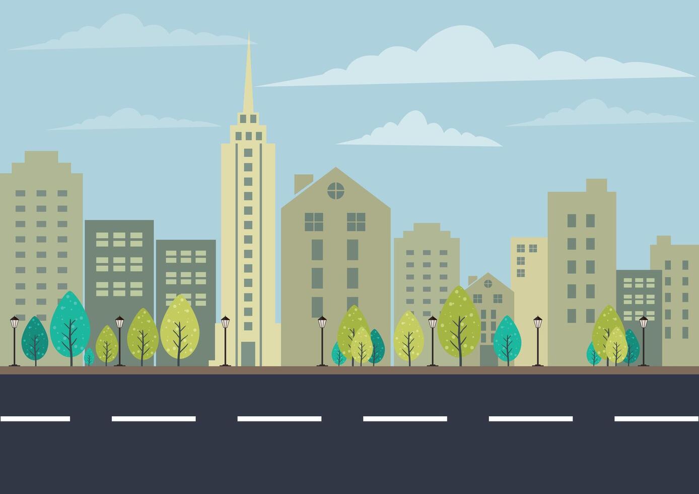 City landscapes illustrations flat vector