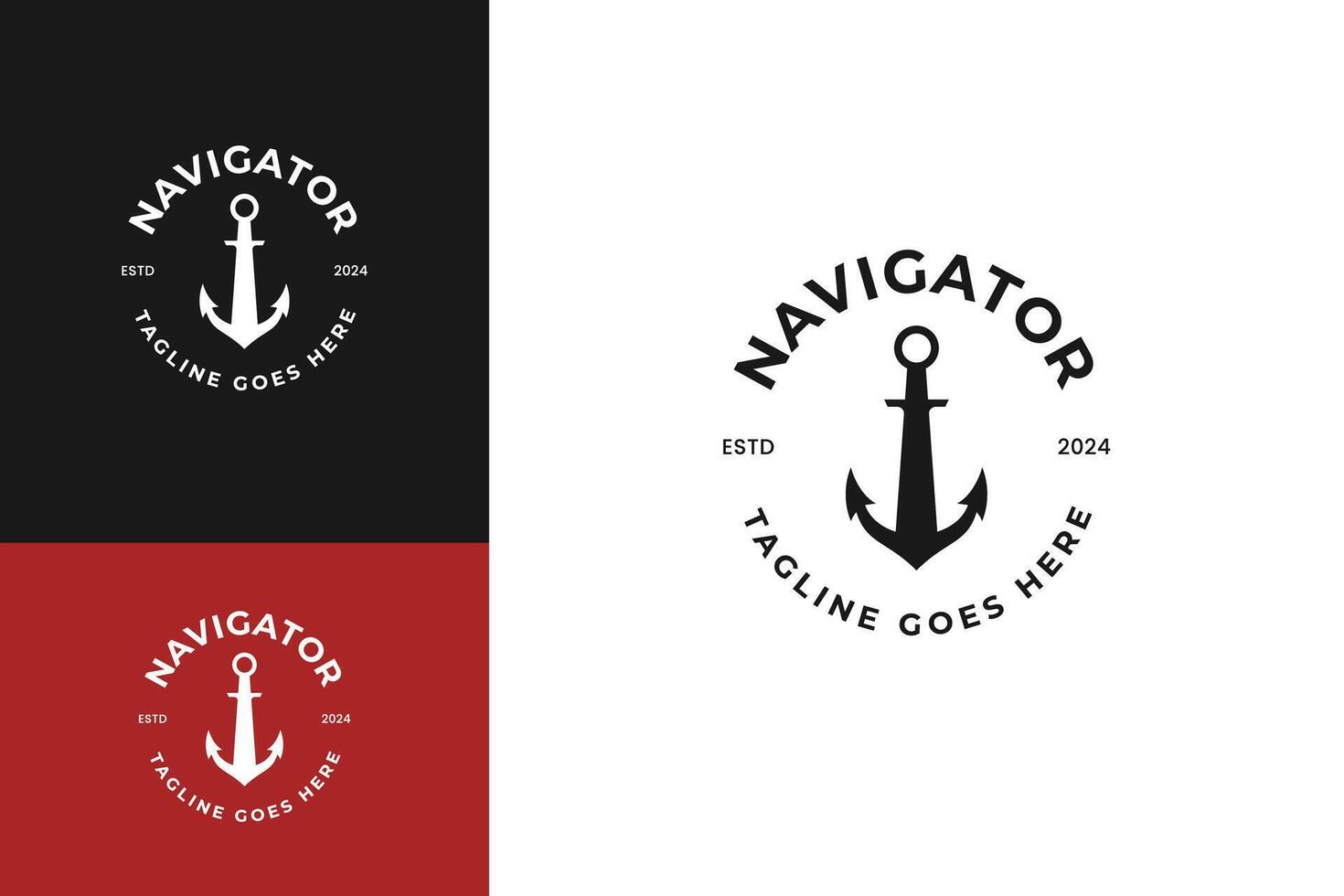 Lighthouse with anchor logo design template illustration vector