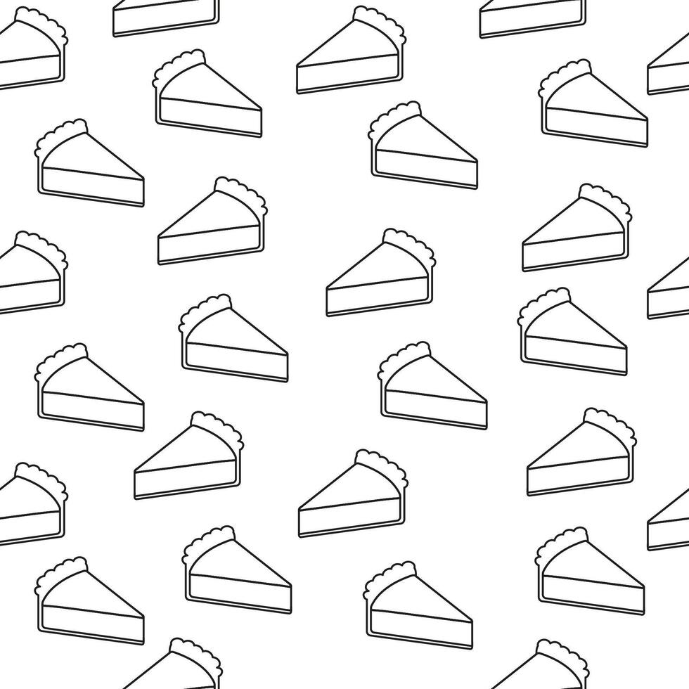 Seamless outline pattern of slices cakes hand drawn vector