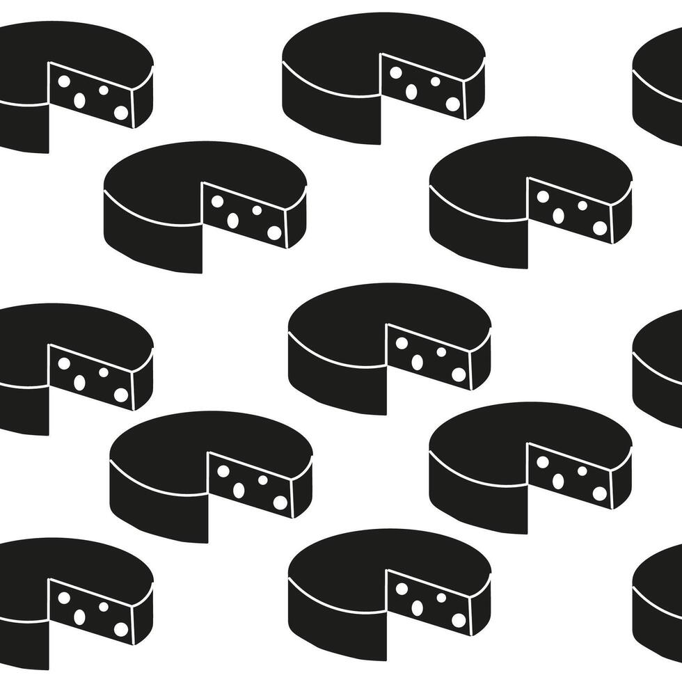 Seamless silhouette pattern cheese hand drawn vector