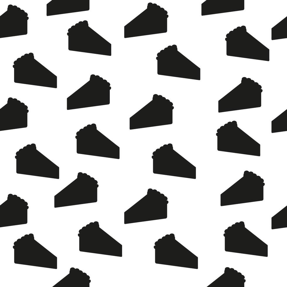 Seamless silhouette pattern of slices cakes hand drawn vector