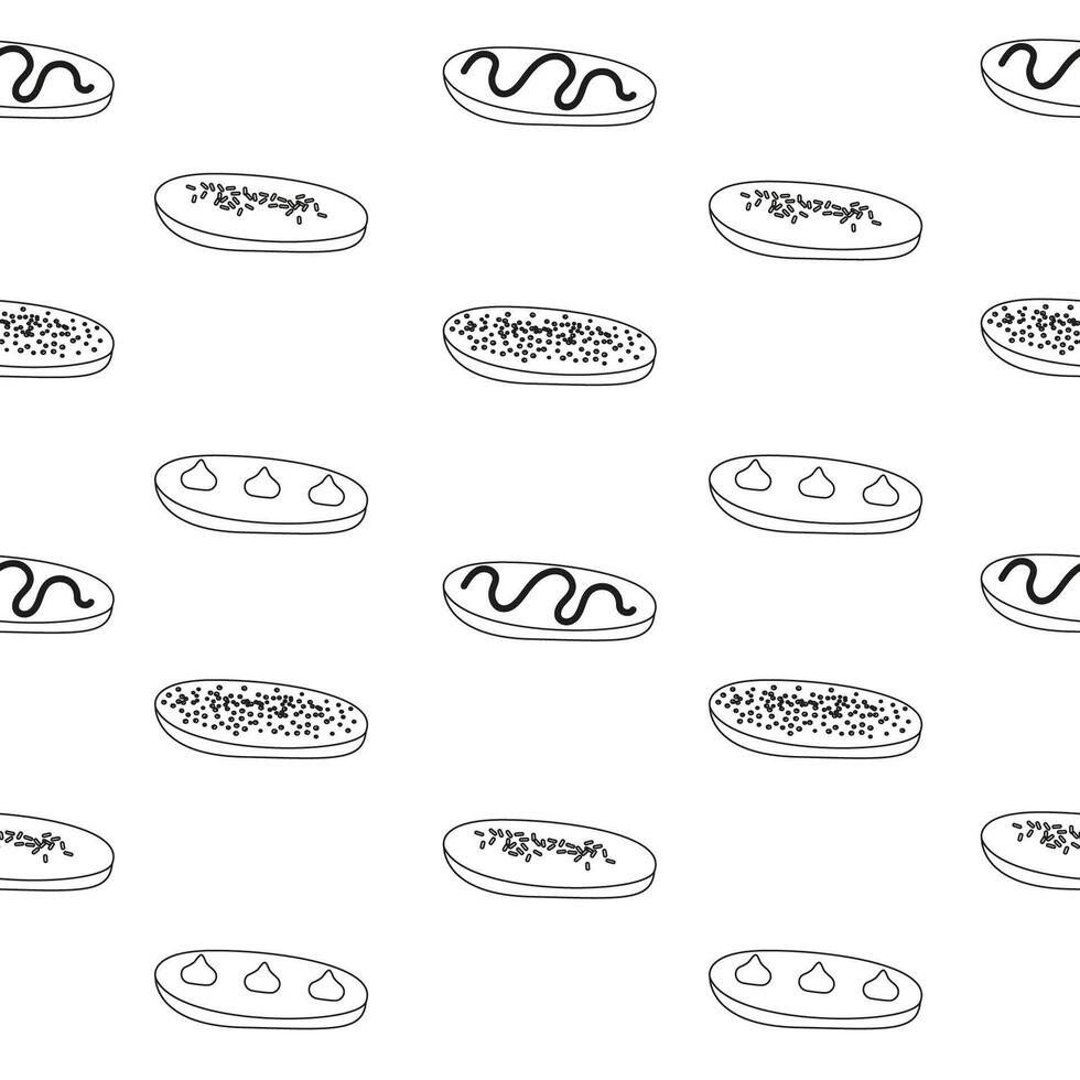 Seamless outline pattern eclair top view hand drawn vector