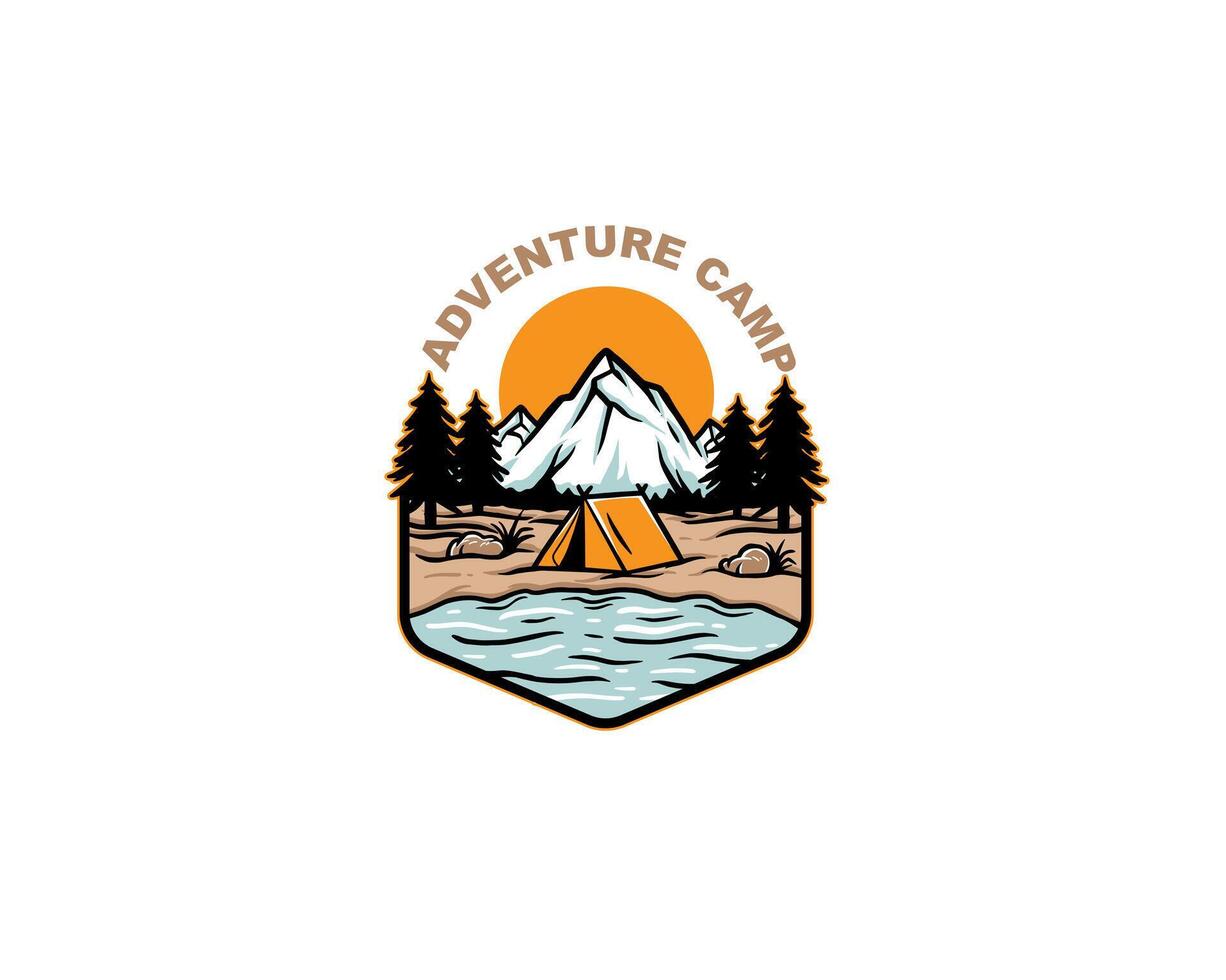 Adventure Camping in The Mountain Logo vector