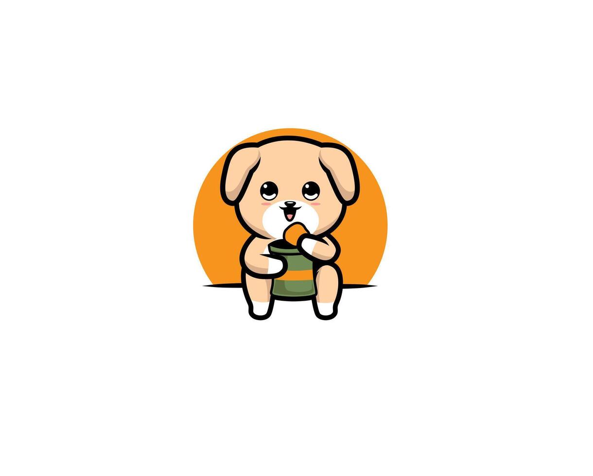 Dog is having snacks illustration vector