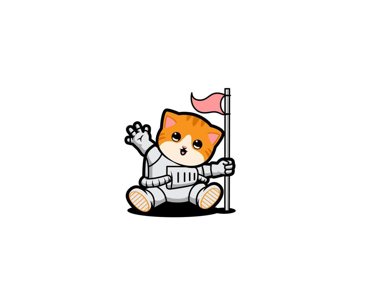 the Cat astronaut mascot illustration vector