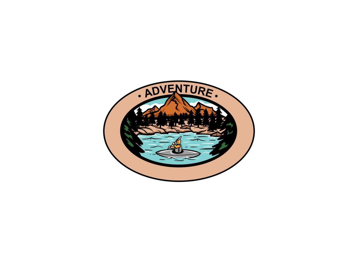 Crafting Adventure River Mountain Logo vector