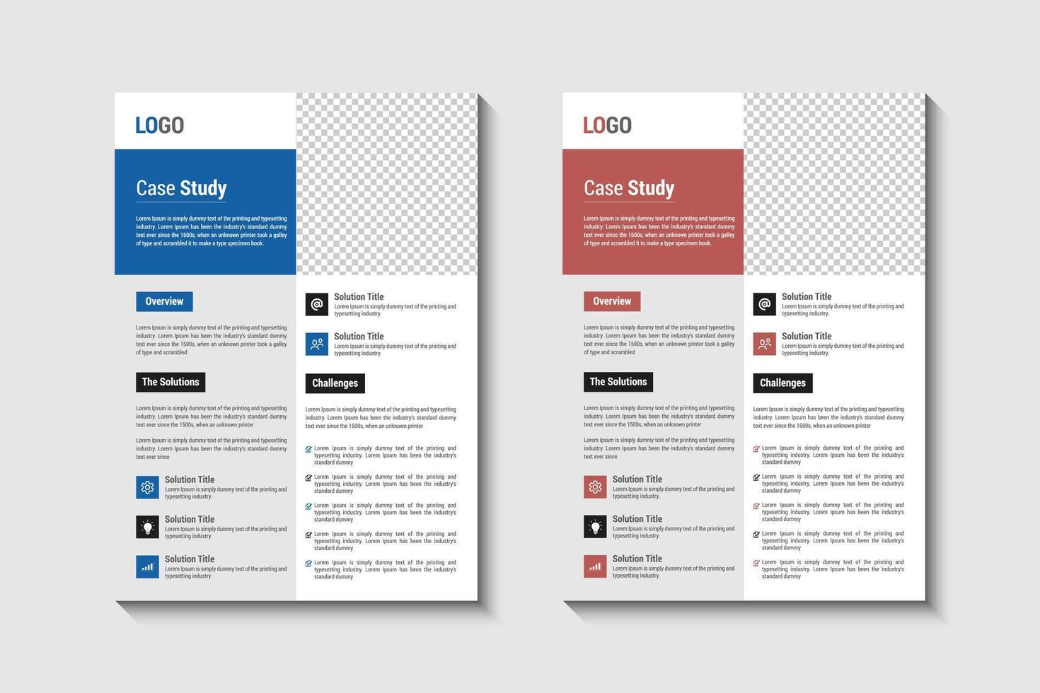 Case study template with 2 pages vector
