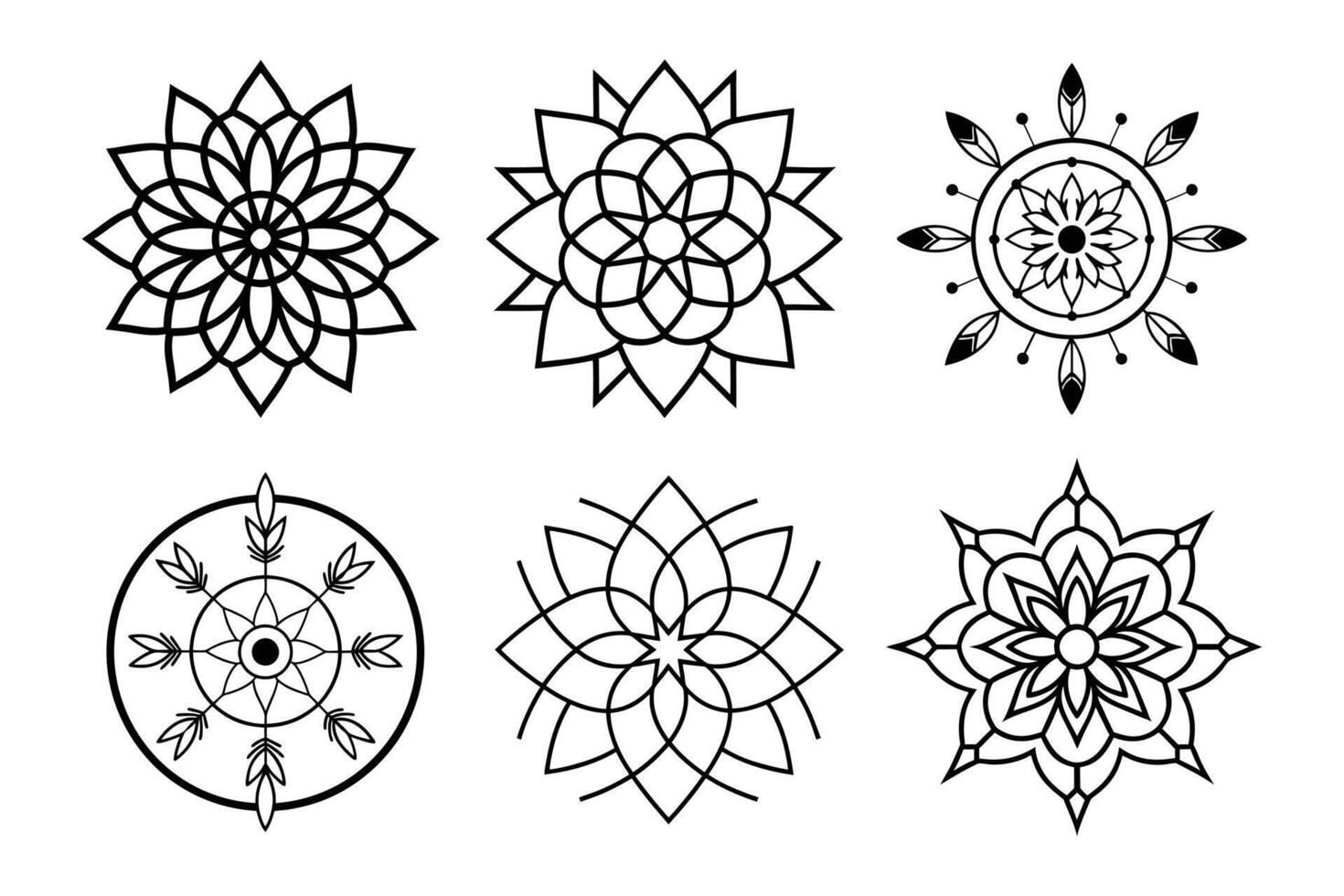 Elegant Mandala Art Set Featuring Geometric and Nature-Inspired Designs vector