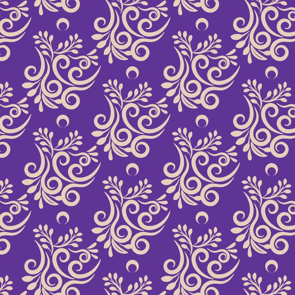 Unique pattern with leaves and curls stylish monochrome texture. Graphic pattern for fabric, wallpaper, packaging. Ornate Damask flower ornament. vector