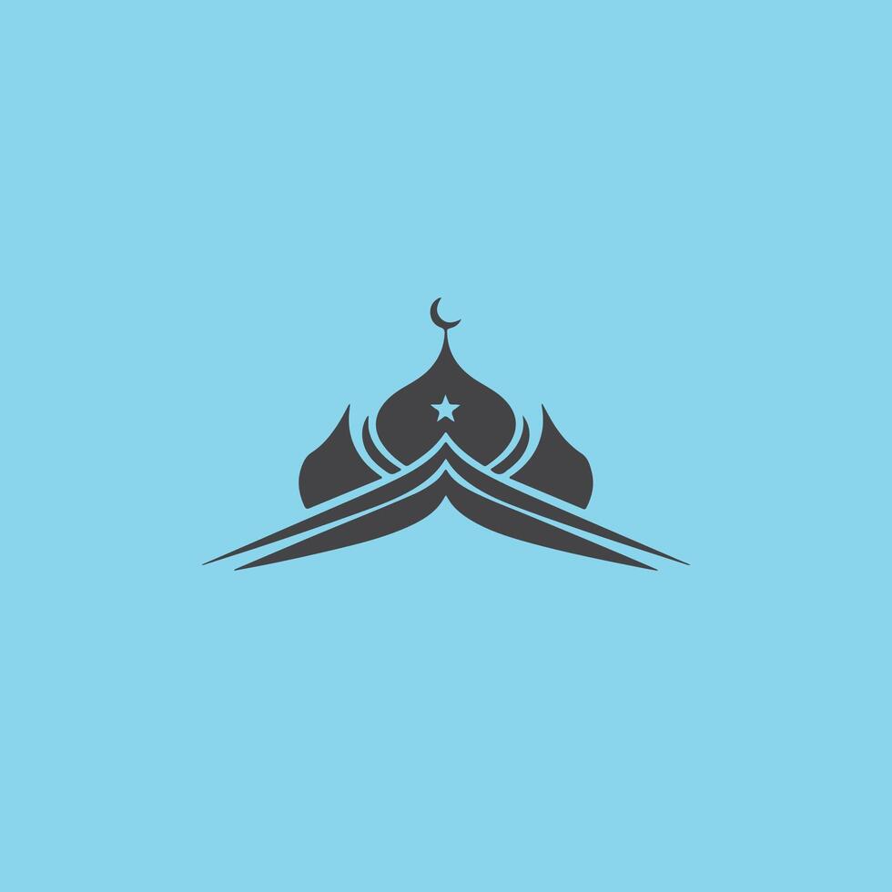 Simple minimalist luxury dome mosque building logo icon silhouette. Mosque architecture art logo design. vector