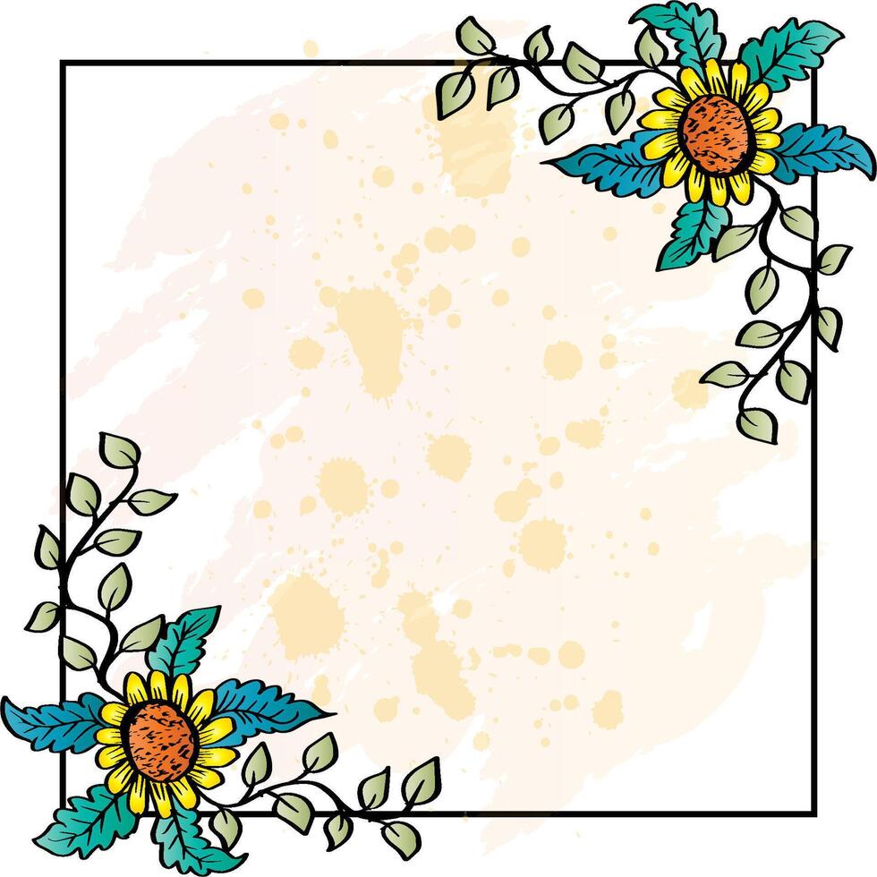Sun flower frame illustration vector