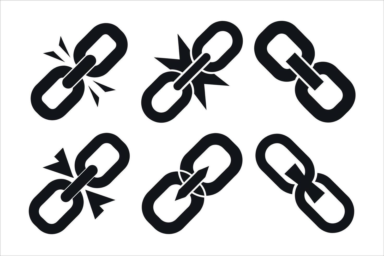 Broken Chain Link Icons Set vector