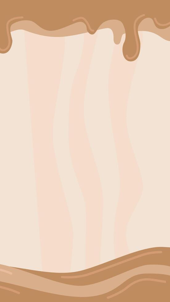 Vertical background of melted chocolate liquid from above. illustration. Suitable for wallpapers, presentations, banners, etc. vector