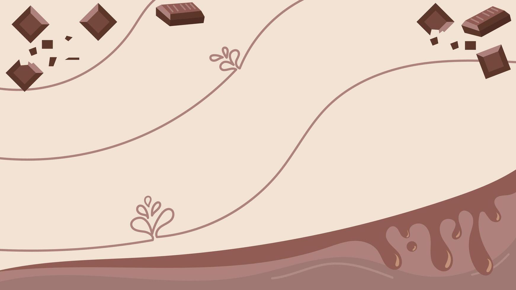 Background of melted dark chocolate and chocolate chips, for chocolate day. illustration. Suitable for wallpapers, banners, etc. vector