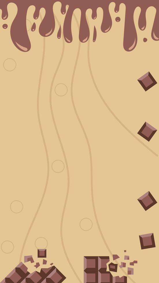 Vertical background of liquid chocolate and dark chocolate. Suitable for wallpapers, posters, banners, etc. vector