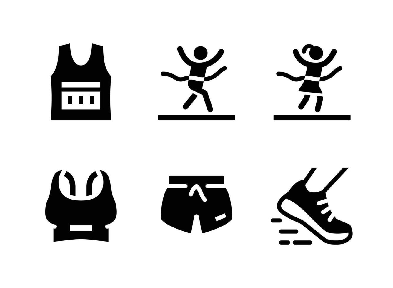 Shirt, Marathon Runner, Sport Bra Solid Icons vector