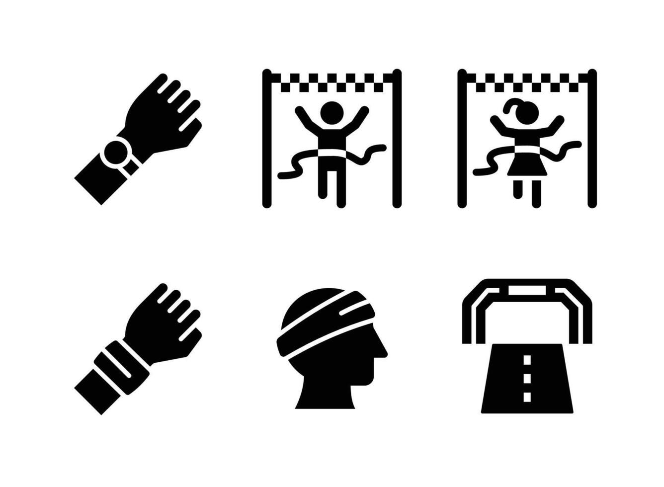 Wristwatch, Race Winner, Wristband Solid Icons vector