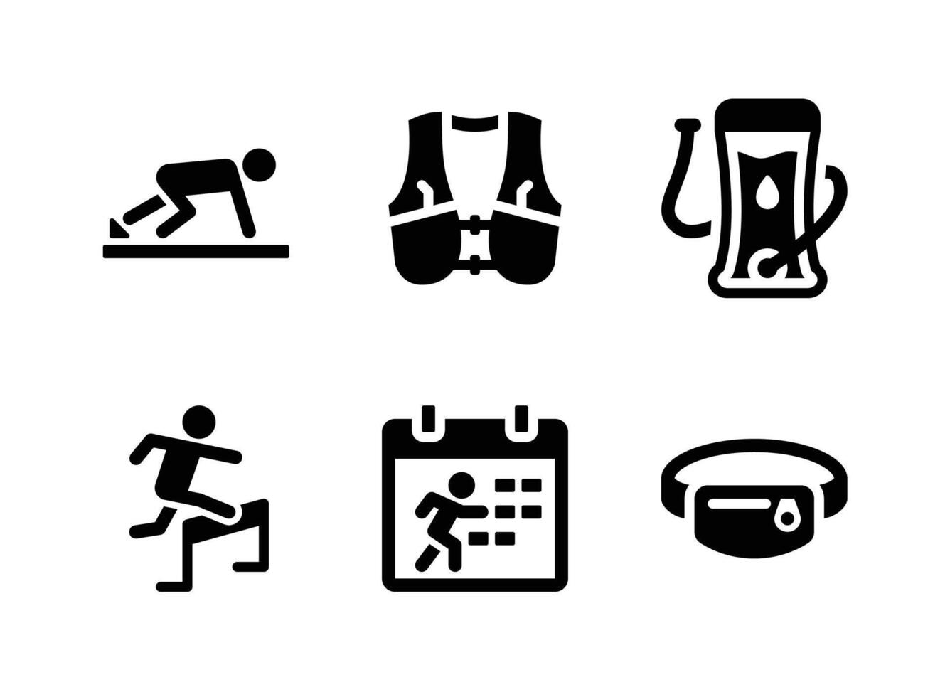 Runner Starting, Vest, Hydration Bladder Solid Icons vector