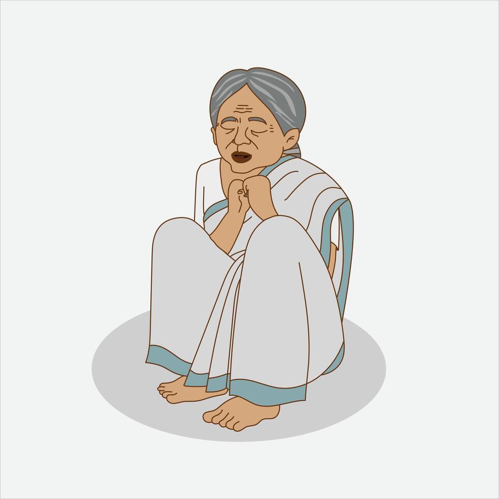 Thumbnail Charcter, Elderly woman Sitting Charcter vector