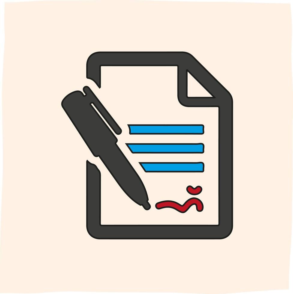illustration of signed contract icon, suitable for related content vector