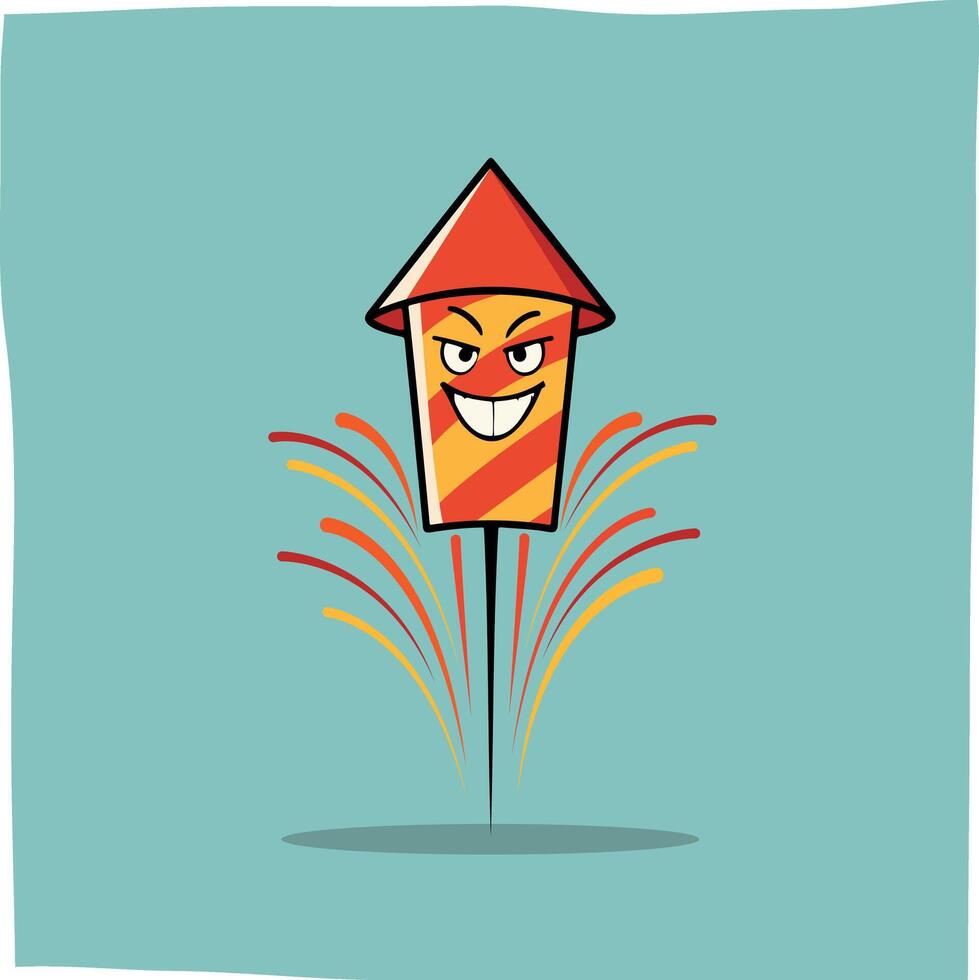 cartoon rocket firework ready to launch, suitable for related content or mascot vector