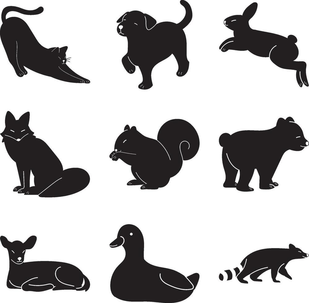 Monochrome Animal Illustration Pack vector