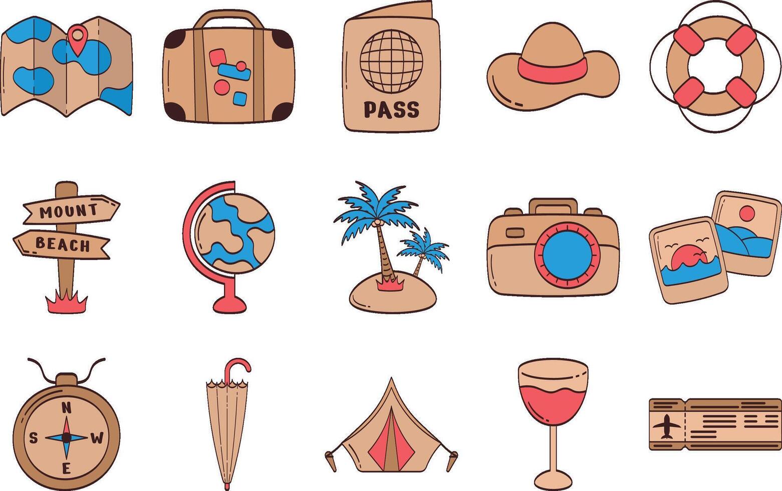 Travel Collection Sticker Set vector