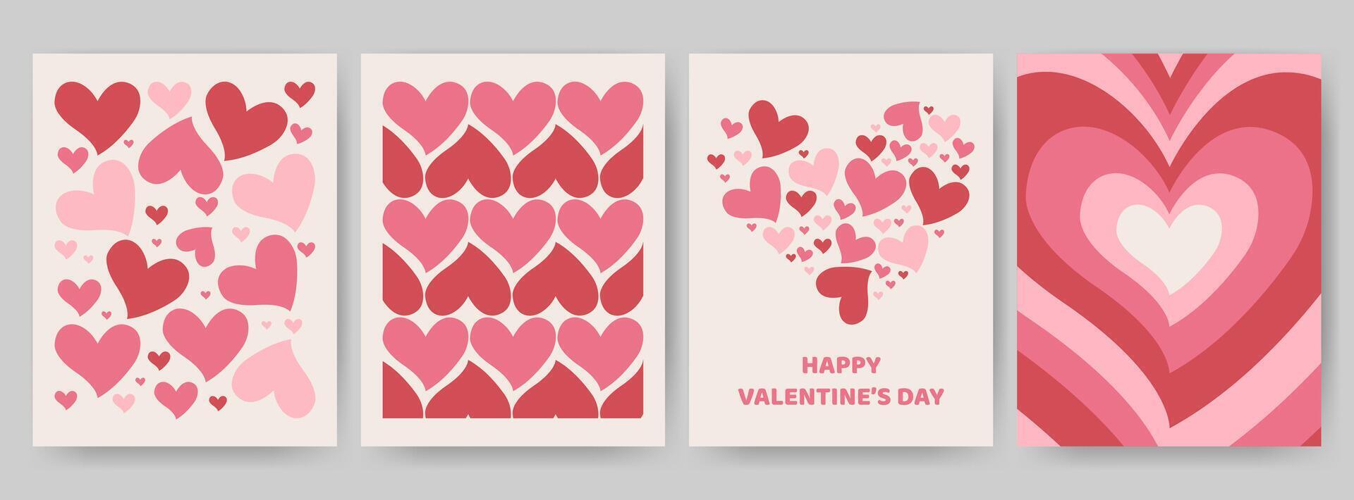 Set of valentine's day poster design vector