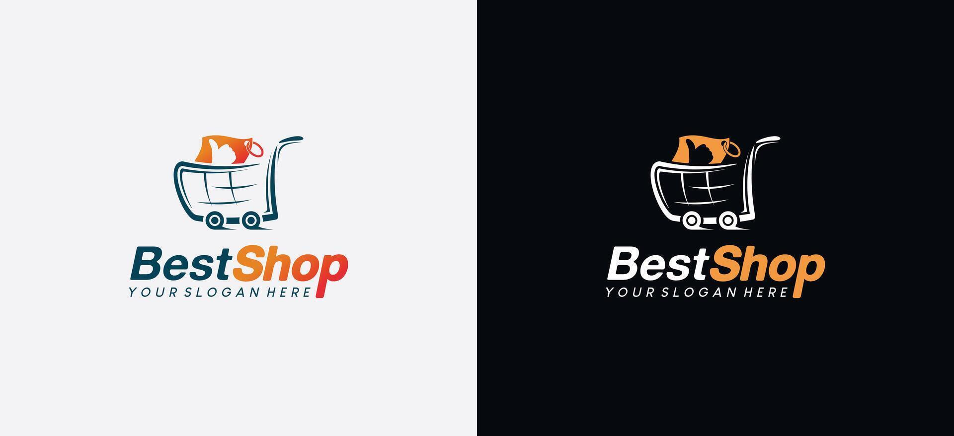 Creative shopping cart logo design, modern best shop logo template vector
