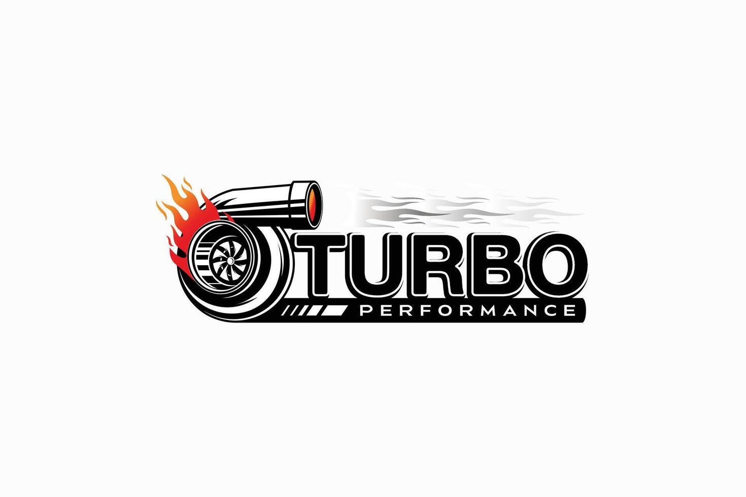 Racing flame turbo performance logo design, automotive logo design illustration vector