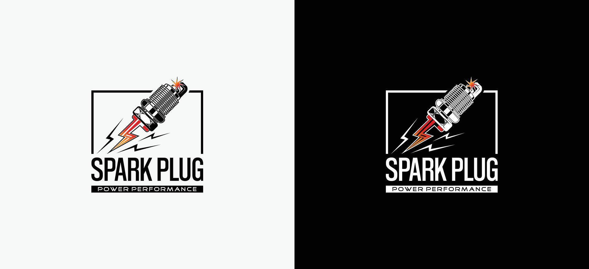 Illustration of a power spark plug logo design with an electrical icon symbol vector