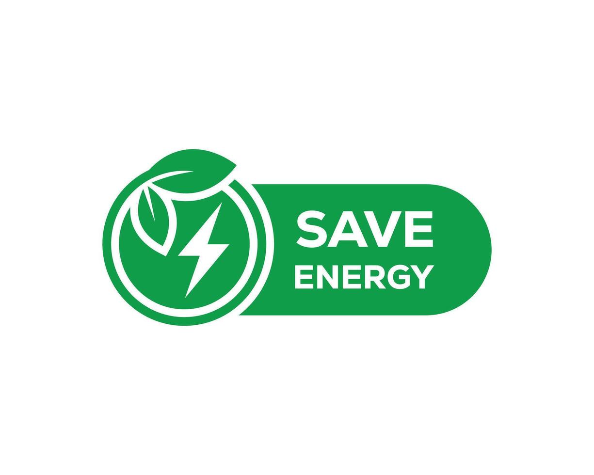 Energy saving symbol. Save energy symbol. Energy icon with green leaf. vector
