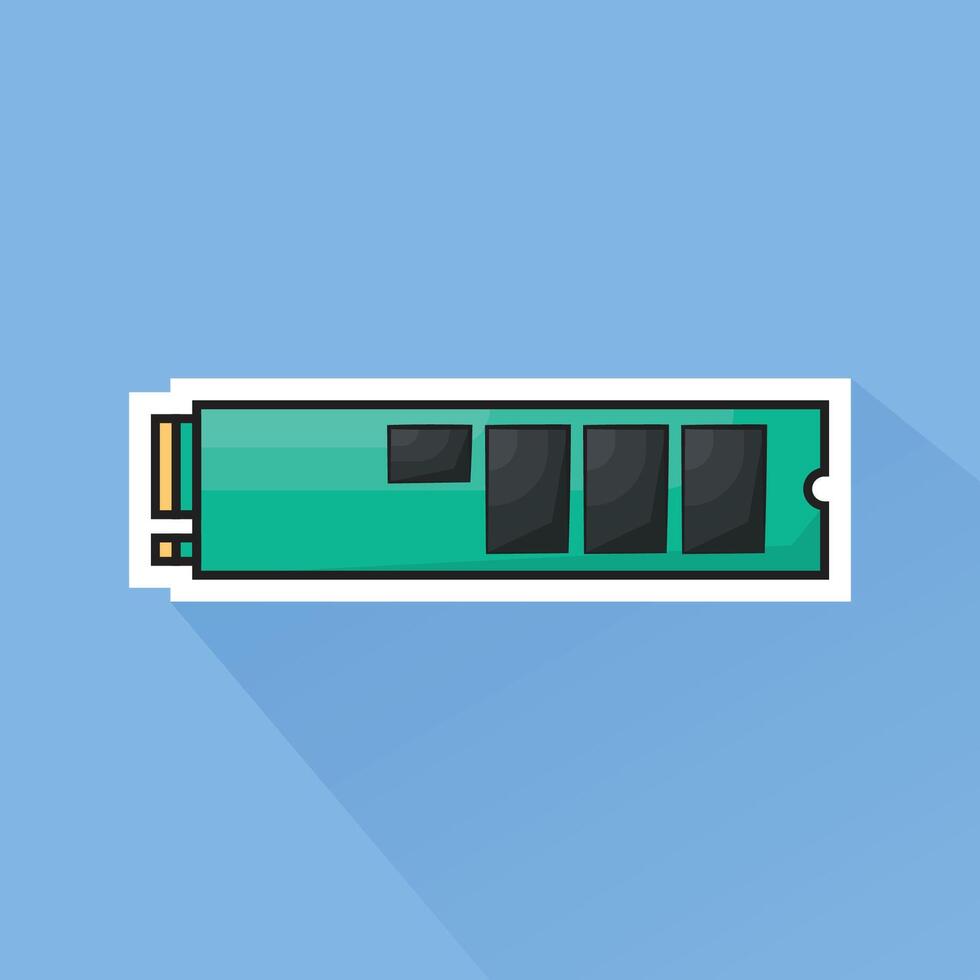 Illustration of SSD M2 in Flat Design vector