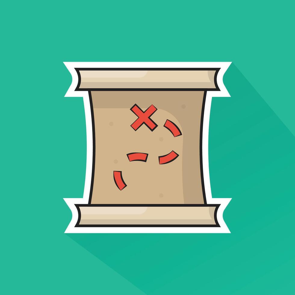 Illustration of Treasure Map in Flat Design vector
