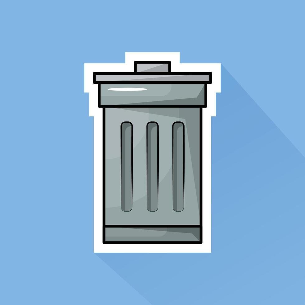 Illustration of Trash Bin in Flat Design vector