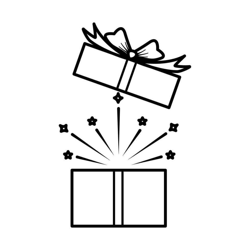 open gift box on white background, symbol icon editable stroke. illustration EPS 10. vector