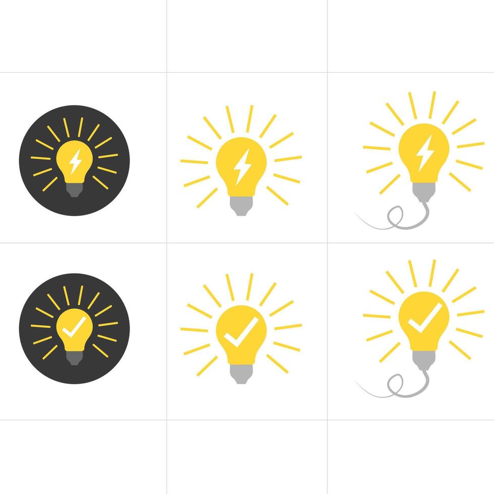 Idea lamp icon collection.Light bulb Set vector