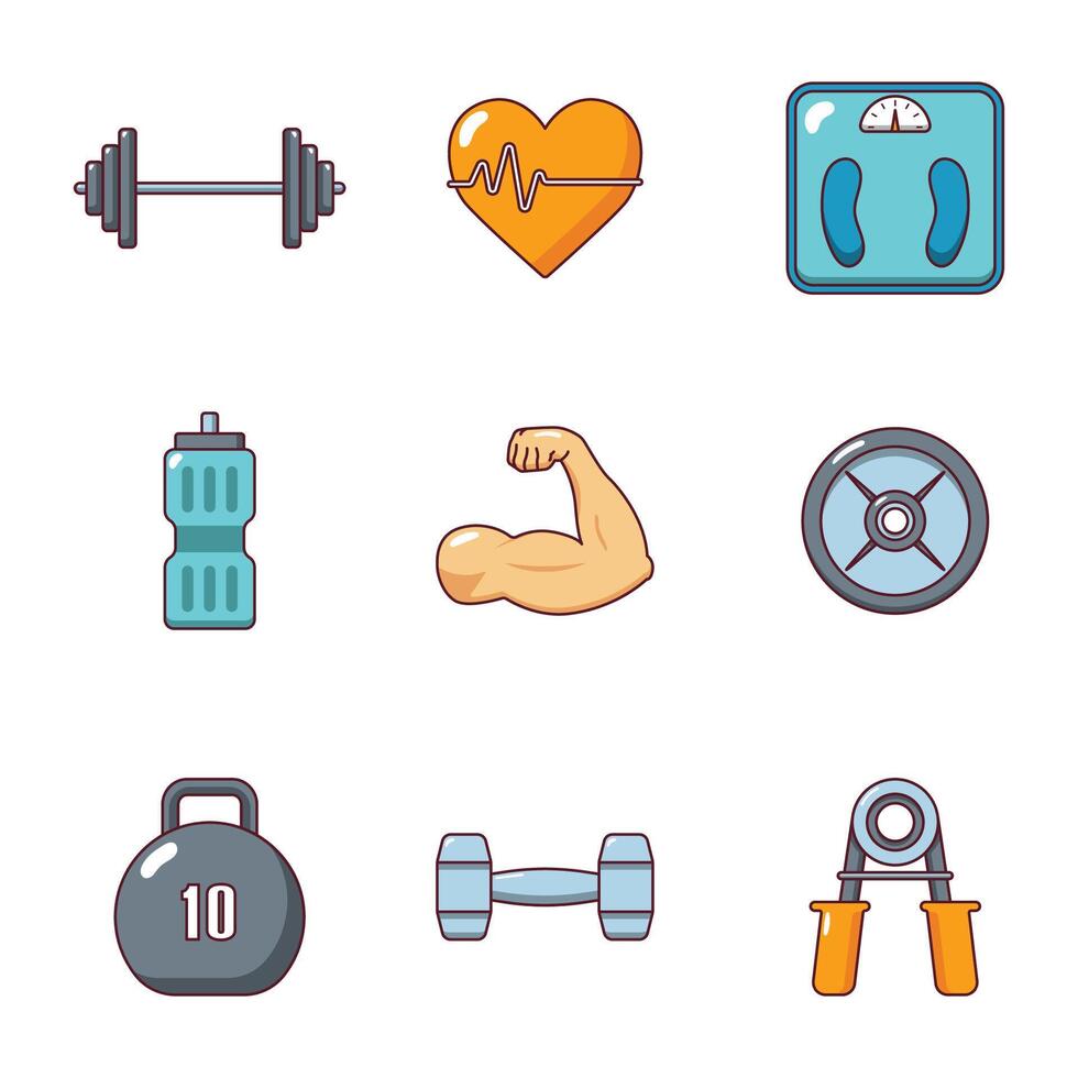Colorful Fitness, Gym Icon Collection with Outline vector