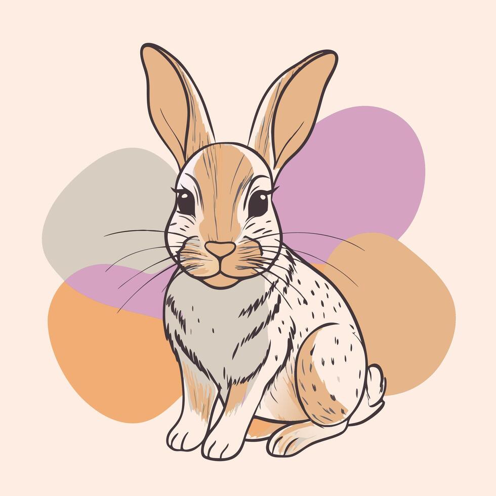 A rabbit sitting on a pink background vector