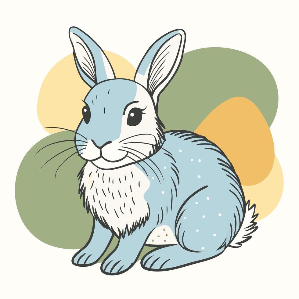 A cartoon rabbit sitting on a green background vector