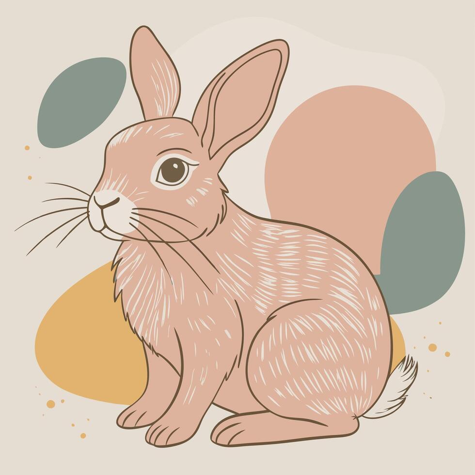 A rabbit sitting on a beige background vector