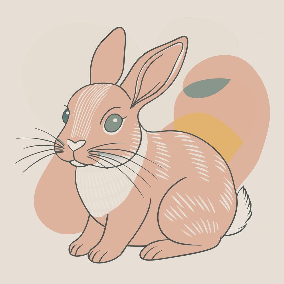 A rabbit is sitting on a beige background vector