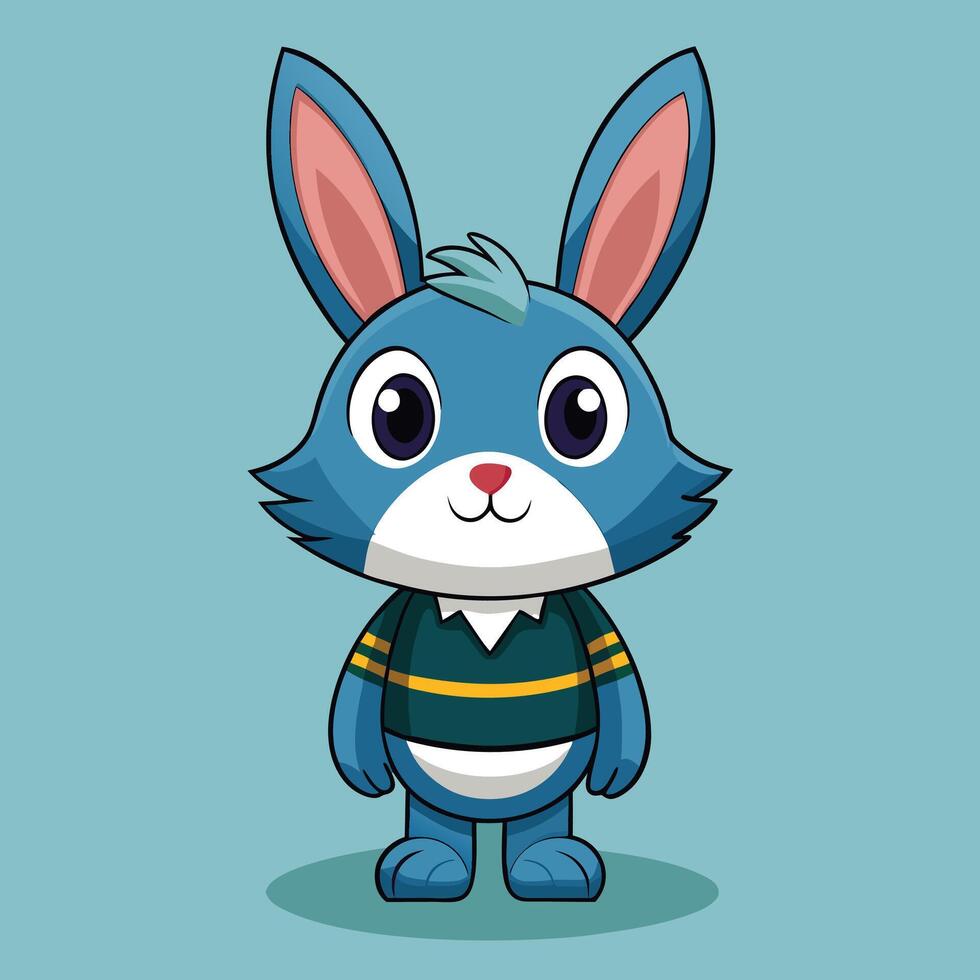 A cartoon blue rabbit wearing a green jersey vector