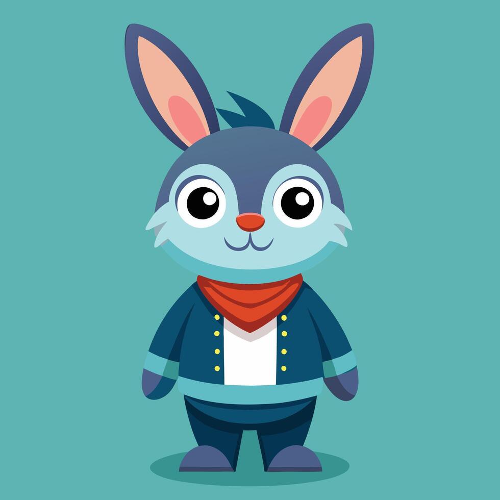 A cartoon rabbit in a blue uniform and red scarf vector