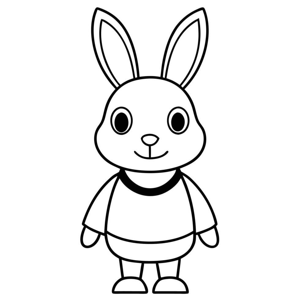 A cartoon rabbit with a black and white outline vector