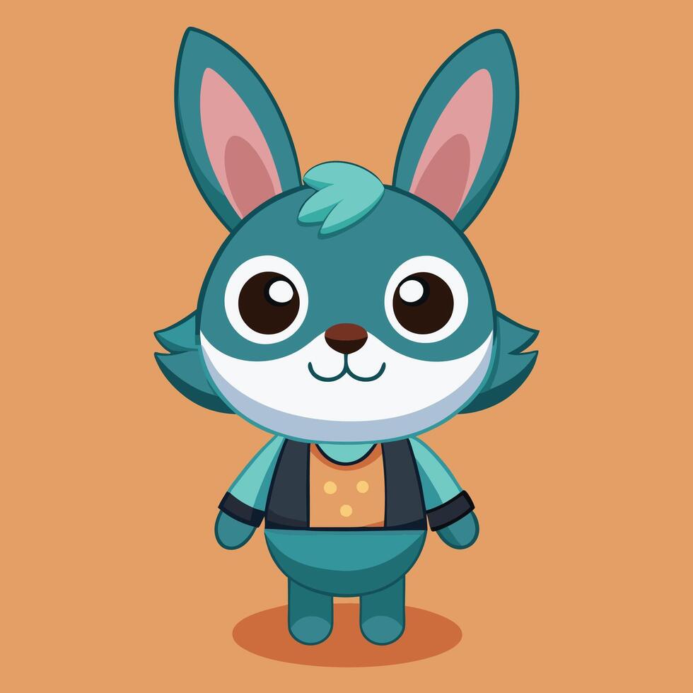 A cartoon character with a blue and green outfit vector